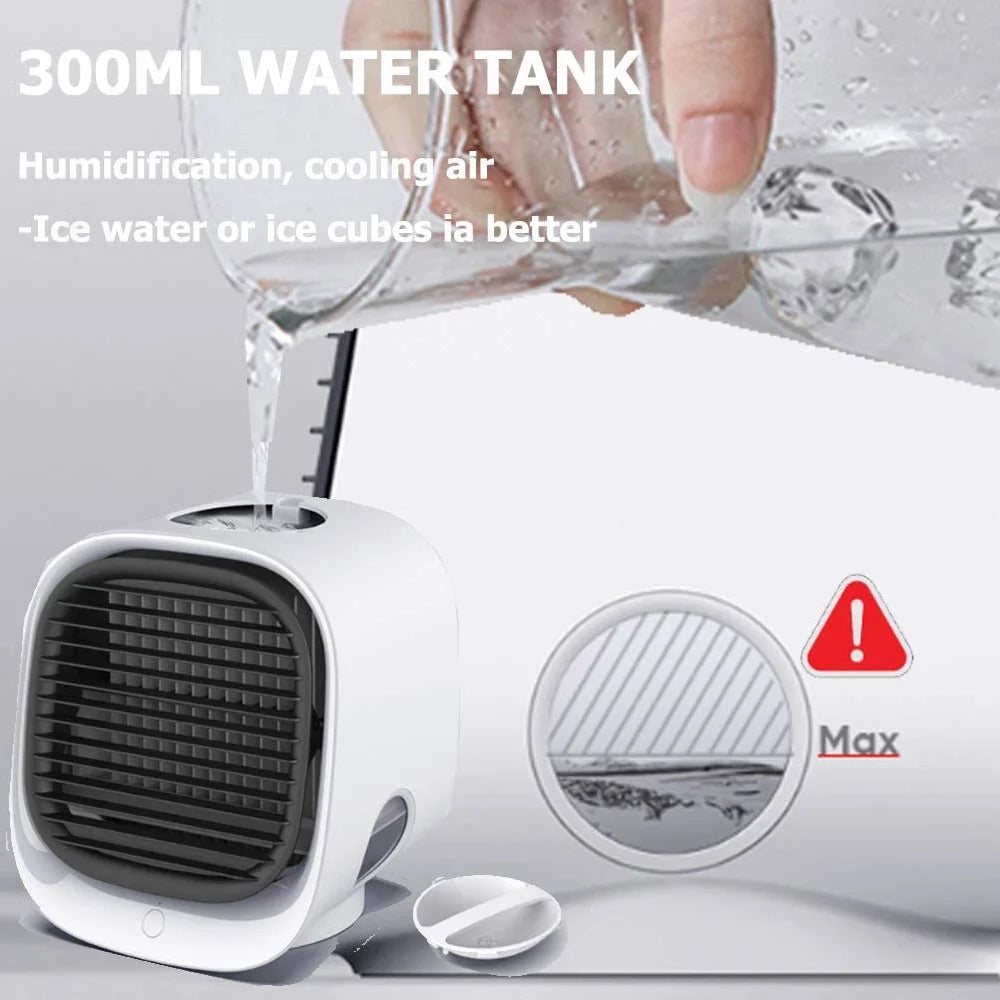 Portable Air Cooler Table Air Conditioner Fan W Icebox Humidifier USB Power