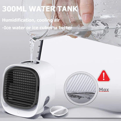 Portable Air Cooler Table Air Conditioner Fan W Icebox Humidifier USB Power