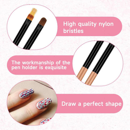 4Pcs Ombre Nail Brush, Nail Brushes Set for Gel Nails, Gradient Nail Sponges Pen, Nail Liner Brushes, Nails Art Brushes for Nail DIY Manicure Tools, Pink